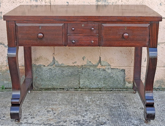 Antique Vintage Old Reclaimed Salvaged Victorian Solid Mahogany Wood Wooden Writing Office Studio Bureau Desk Work Table Secretary