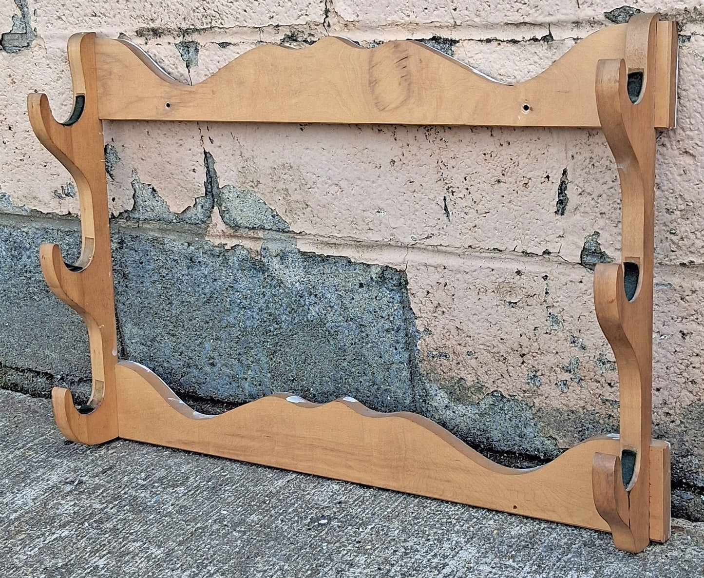 Vintage Antique Old Reclaimed Salvaged Sportcraft SOLID Wood Wooden Gun Rifle Rack Holder Wall Mounted Hanging Unit Shelf