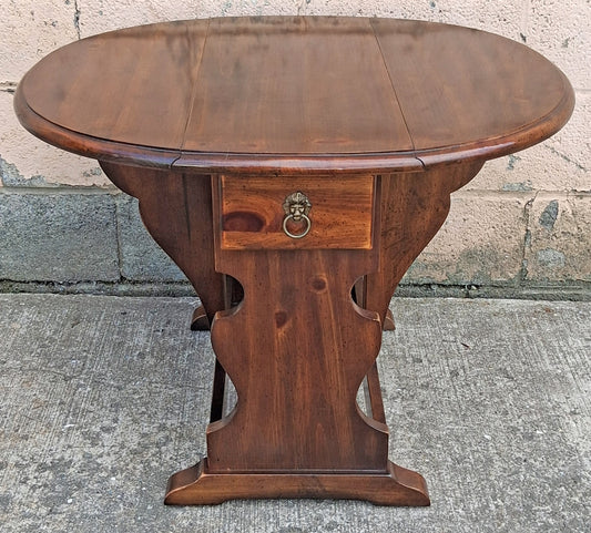 Vintage Antique Old SOLID Knotty Pine Wood Wooden Drop Down Leaf Pembroke Butterfly End Accent Side Lamp Table Shelf Nightstand