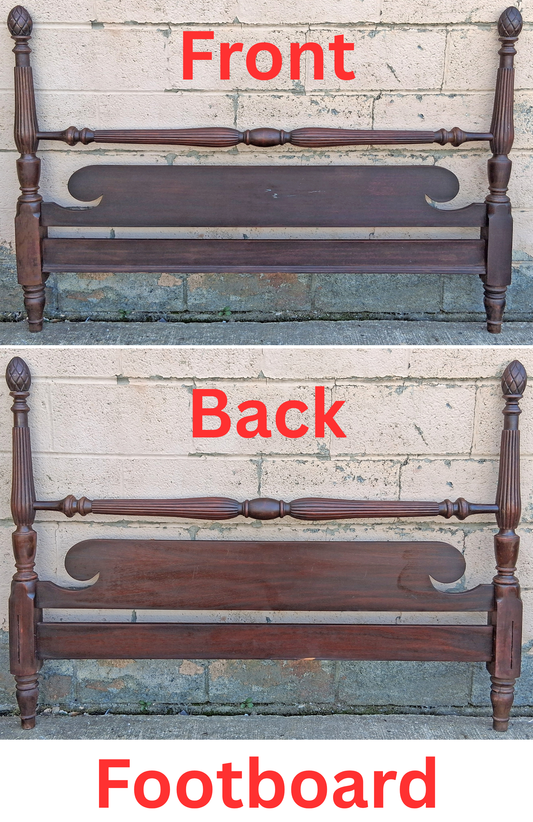 Antique Vintage Old Reclaimed Salvaged Victorian Federal SOLID Mahogany Wood Wooden Pineapple Poster Bedstead Bedframe Headboard Footboard Set