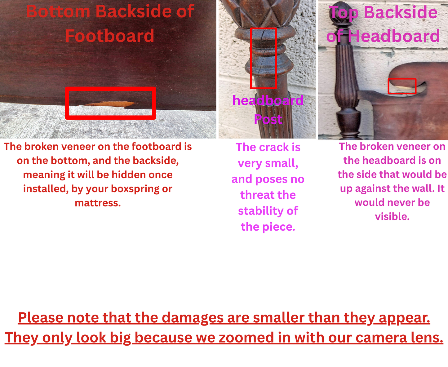 Antique Vintage Old Reclaimed Salvaged Victorian Federal SOLID Mahogany Wood Wooden Pineapple Poster Bedstead Bedframe Headboard Footboard Set