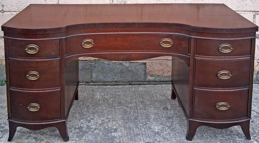 Antique Vintage Old Reclaimed Salvaged Colonial Chippendale Solid Wood Wooden Kidney Writing Office Studio Bureau Desk Work Table Vanity