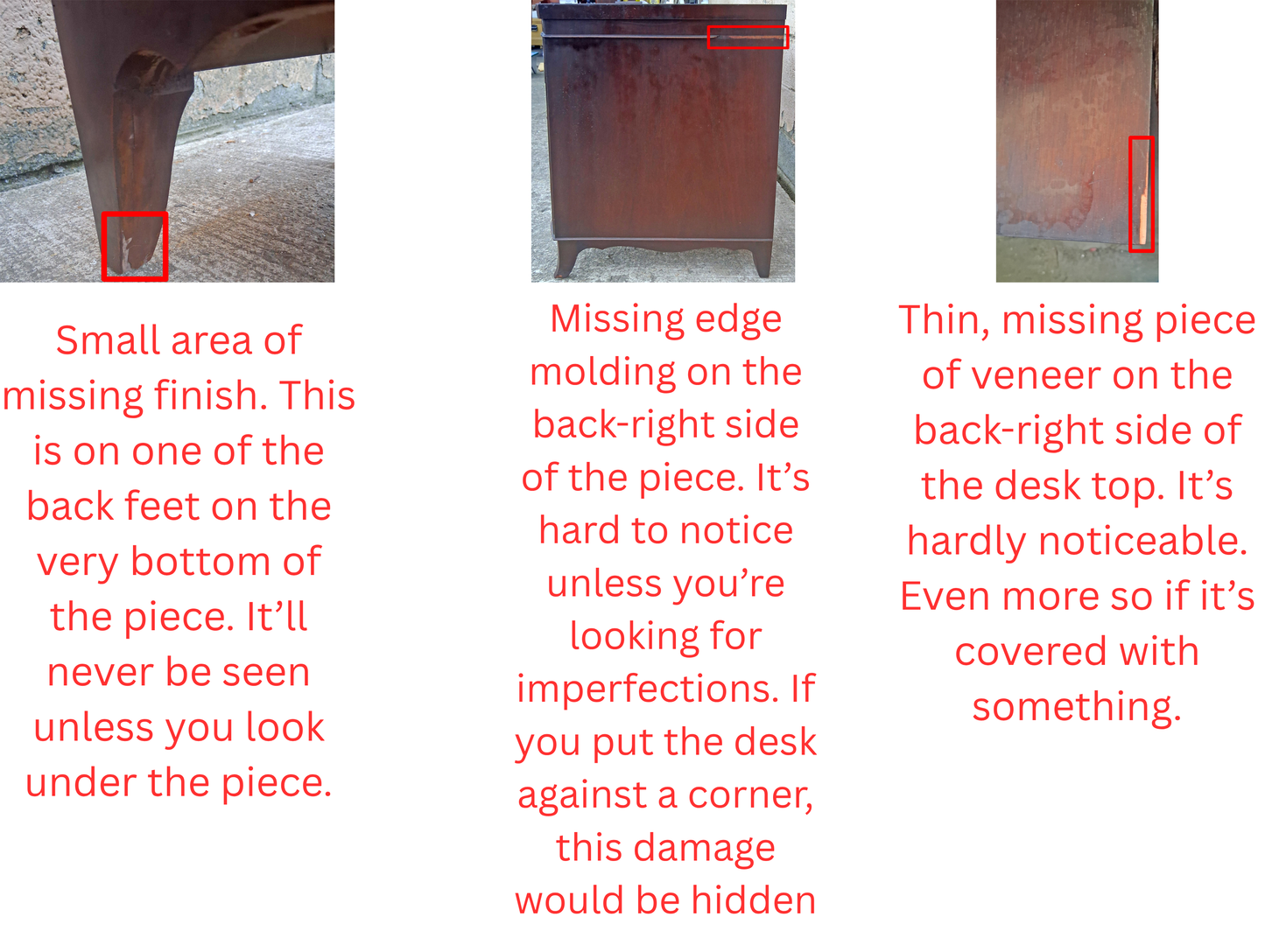 Antique Vintage Old Reclaimed Salvaged Colonial Chippendale Solid Wood Wooden Kidney Writing Office Studio Bureau Desk Work Table Vanity