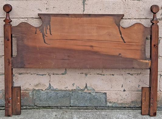 63"x48.5" Vintage Antique Old Reclaimed Salvaged Colonial Traditional Cannonball SOLID Wooden Wood Queen Full Adjustable Size Bed Headboard