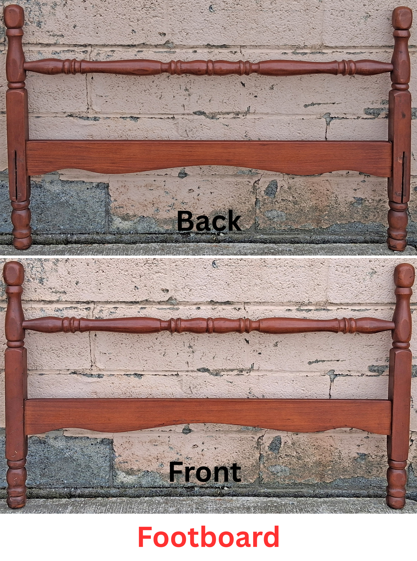 Vintage Antique Old Reclaimed Salvaged Colonial Traditional Style SOLID Maple Wood Wooden Twin Size Bed Frame Head Foot Board Set