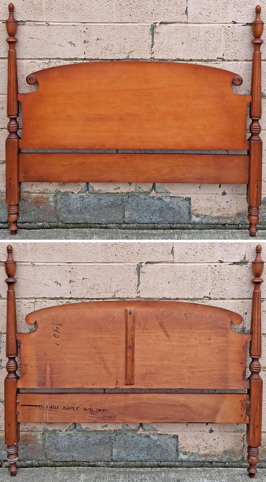 Vintage Antique Reclaimed Salvaged Colonial SOLID Maple Wood Wooden Four Post Poster Bedstead Bedframe Headboard Footboard Set