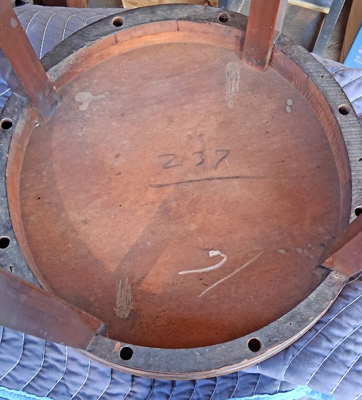 Antique Vintage Old Art Deco Salvaged Reclaimed SOLID Mahogany Wood Wooden Circular Round Side Accent End Lamp Plant Stand Table Nightstand