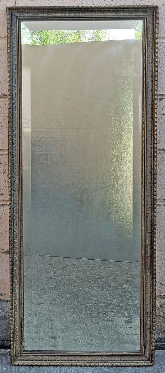 Vintage Antique Distressed French Provincial Beveled Giltwood Wood Wall Mirror Ornate Entryway Vanity Glass Large Vertical Cottage Decor