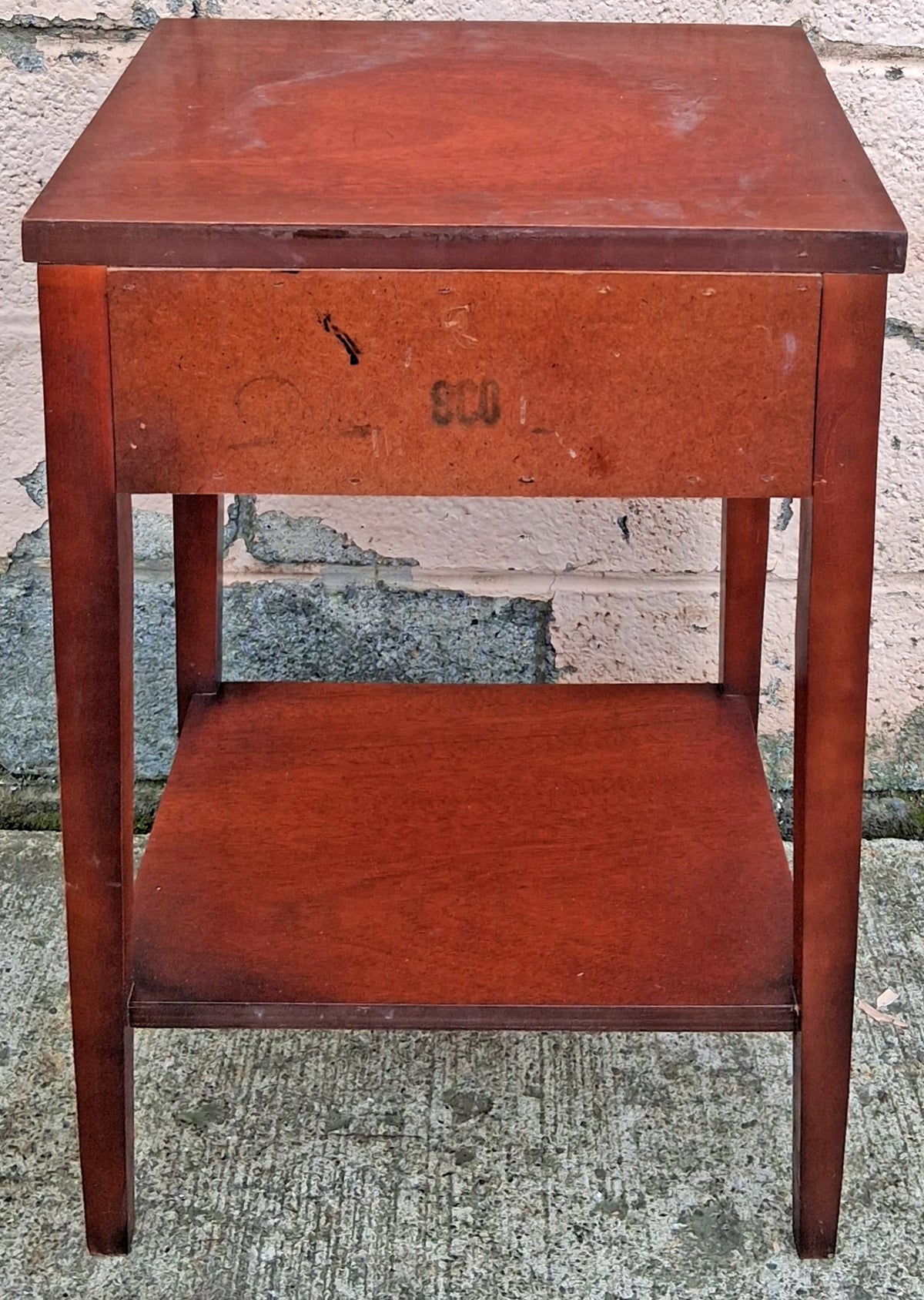 Antique Vintage Old Reclaimed Salvaged Colonial Traditional Solid Mahogany Wood Wooden Side End Accent Table Nightstand Bedside Cabinet