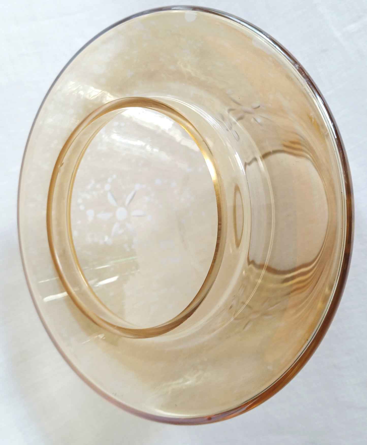 Vintage Decorative Jar Candle Shade Iridescence Tinted Glass Floral Etched Design Tea Light Opened Globe Candle Shade