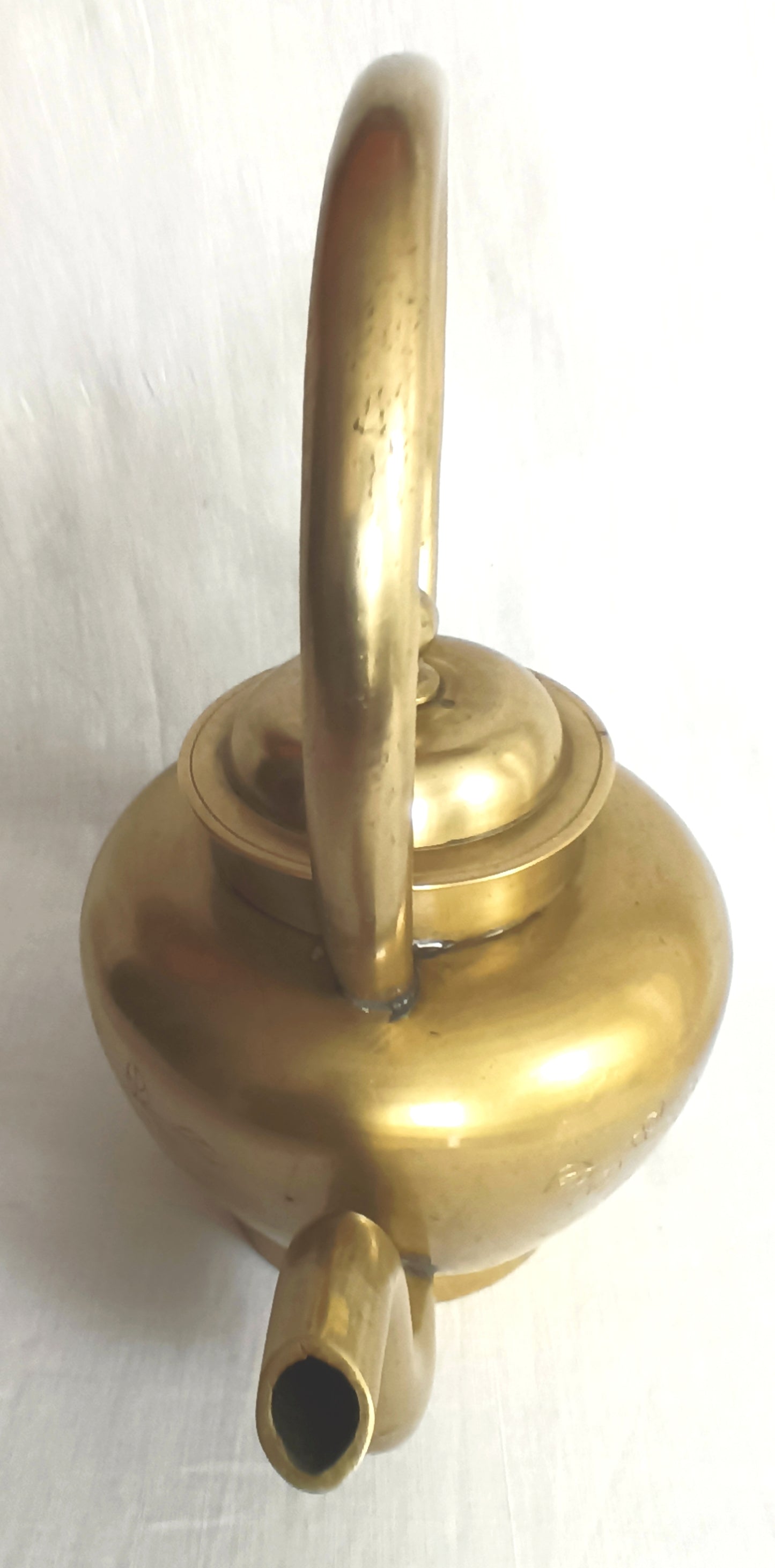 Vintage Solid Brass Small Teapot Lidded Kettle with Handle Etched Floral Design Gooseneck Spout Pot Farmhouse Cottage Kitchen Home Decorative Retro Teapot