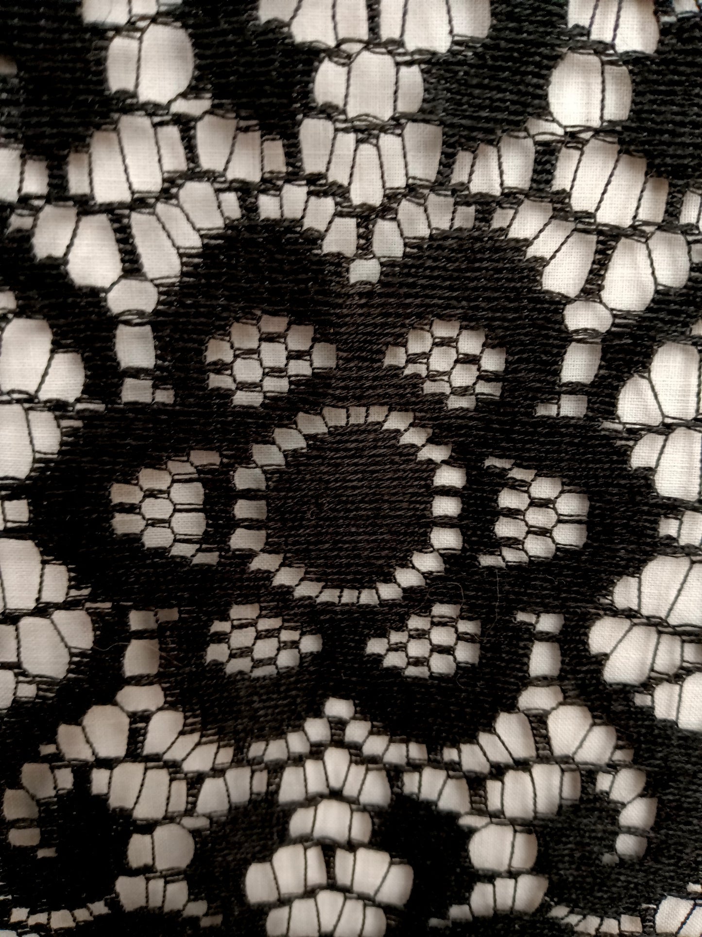 Vintage Elegant Cotton Black Lace Oblong/Rectangle Long Tablecloth Floral Medallion Scallop Finish Edge Good Quality 60”W x 102”L–NOS