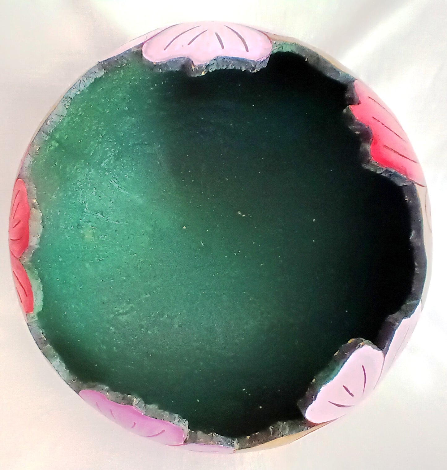 Handmade Large Gourd Planter Colorful Floral Hand Painted Plant Flowers Display Stand Hand carved Bowl Gourd Art Home Décor 11.5” D-NOS