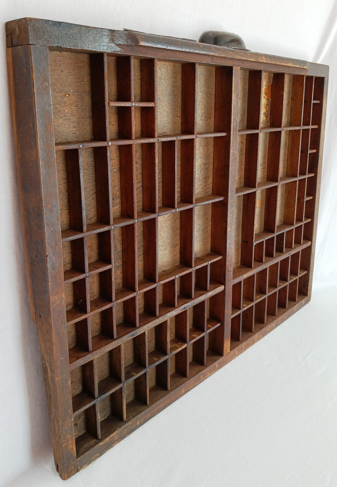 Antique Printers Tray Letterpress Drawer Shadow Wooden Box 82 Cubbies/Compartments Display Collectible Wall Hanging Knick Knack Shelf Crafts