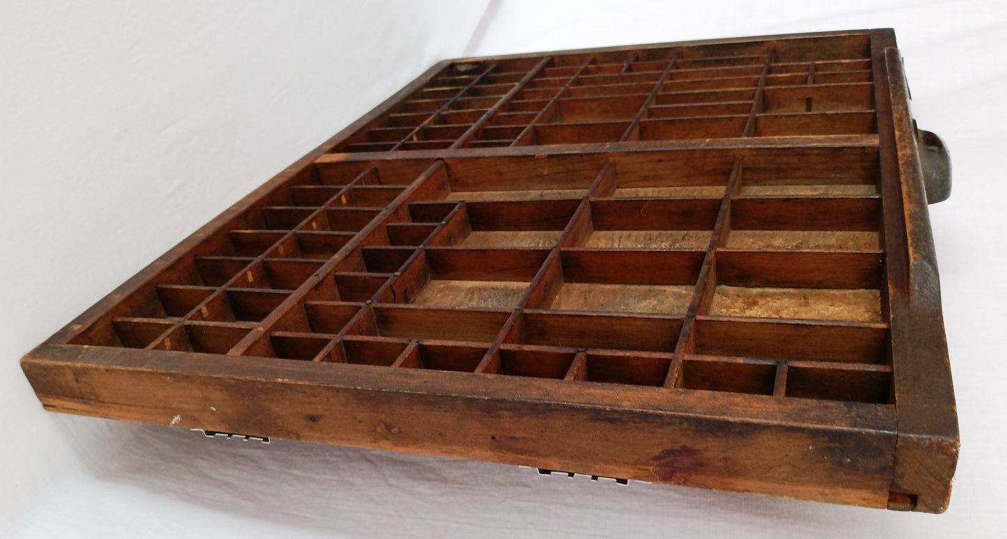 Antique Printers Tray Letterpress Drawer Shadow Wooden Box 82 Cubbies/Compartments Display Collectible Wall Hanging Knick Knack Shelf Crafts