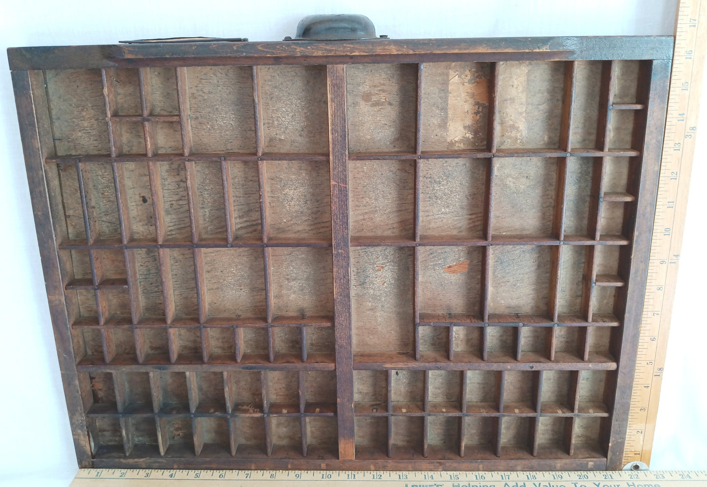 Antique Printers Tray Letterpress Drawer Shadow Wooden Box 82 Cubbies/Compartments Display Collectible Wall Hanging Knick Knack Shelf Crafts