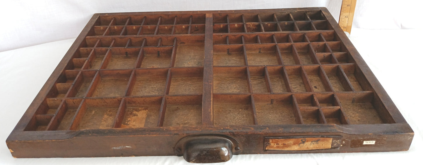 Antique Printers Tray Letterpress Drawer Shadow Wooden Box 82 Cubbies/Compartments Display Collectible Wall Hanging Knick Knack Shelf Crafts