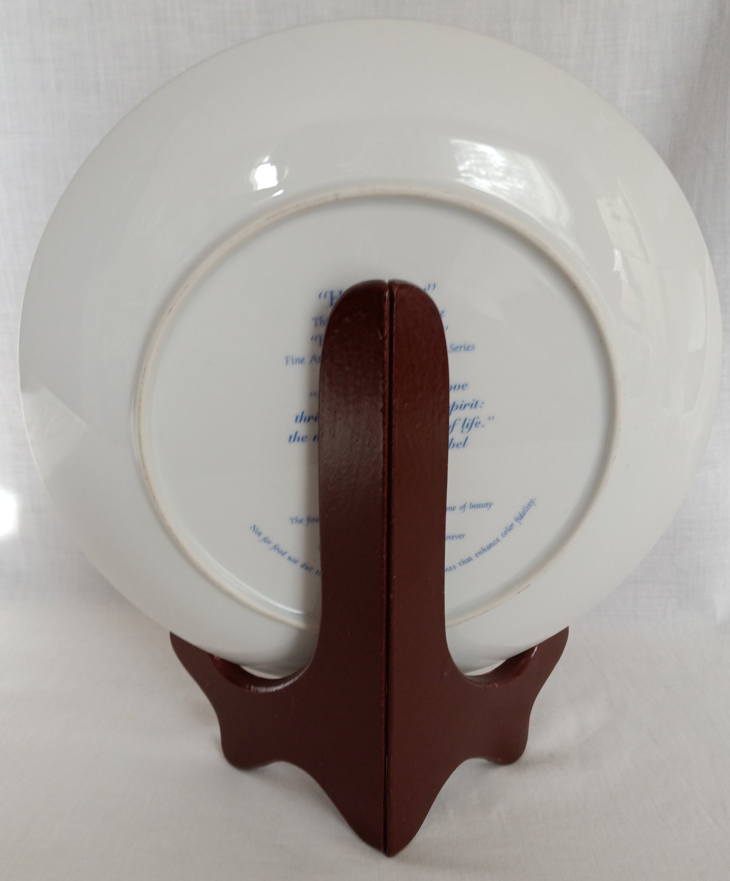 EDNA HIBEL Fine Art Collector Plate HOLIDAY JOY Christmas 1993 Mother & Child Porcelain Gilt Third Edition Plate w/Wooden Stand-Signed Mint Condition