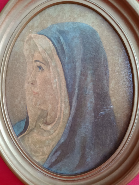 Vintage Sallman’s Mother of Christ Lithography in Oval Gold Wooden Framed Wall Art Plaque Christian Religious Gift Divine Inspiration
