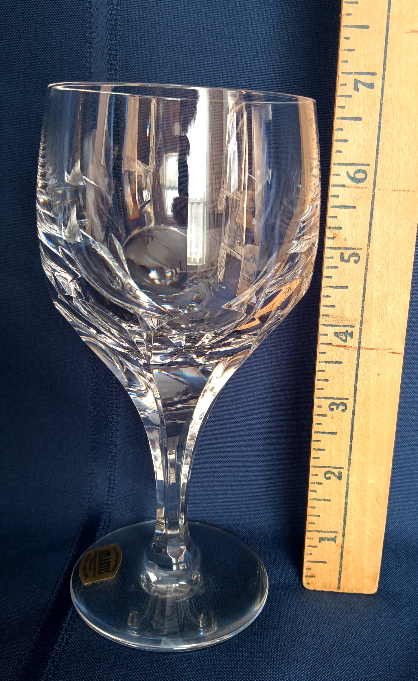 Vintage Set of 4 Wine Water Goblets Evora Atlantis Hand Blown and Cut Full Lead Heavy Clear Crystal Barware - Made in Portugal - NOS –NIB