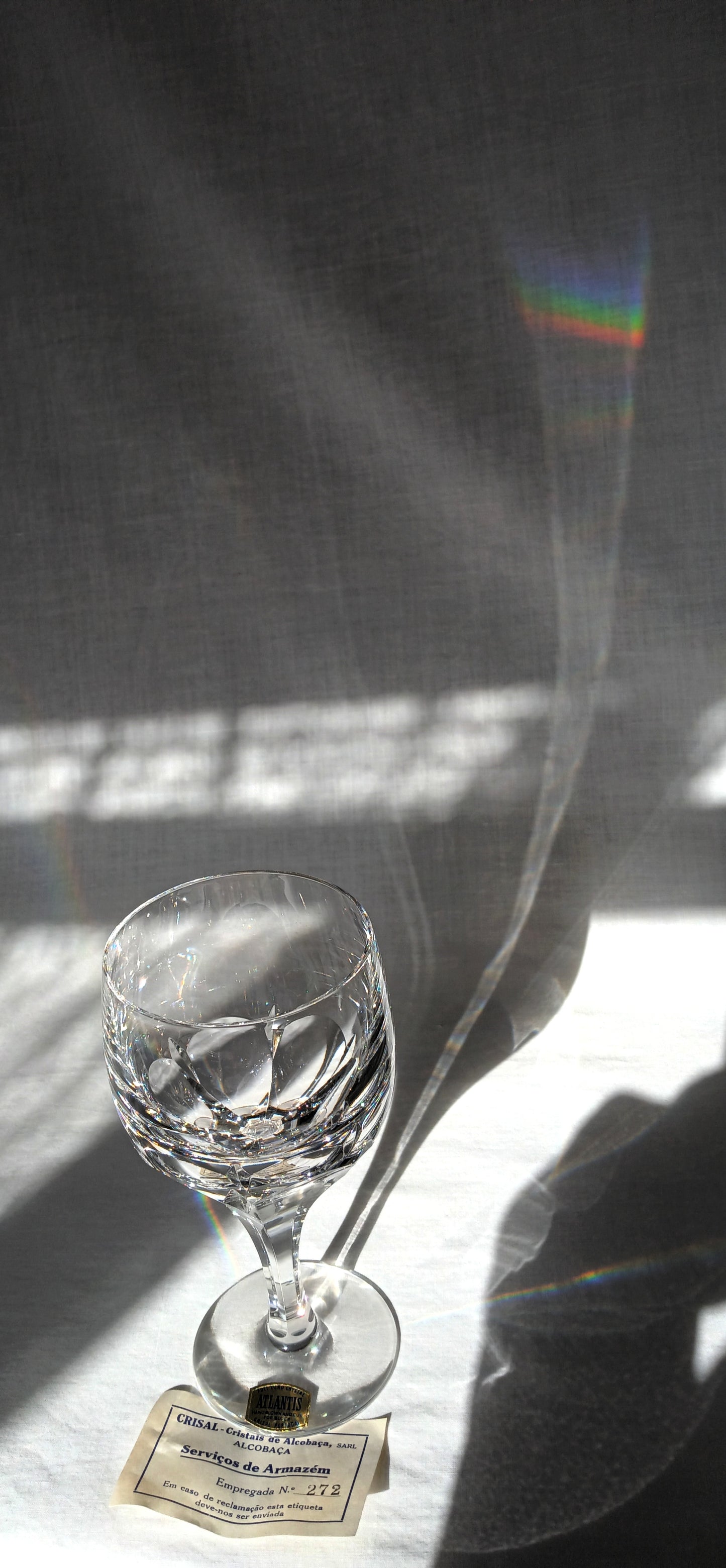 Vintage Set of 4 Wine Water Goblets Evora Atlantis Hand Blown and Cut Full Lead Heavy Clear Crystal Barware - Made in Portugal - NOS –NIB
