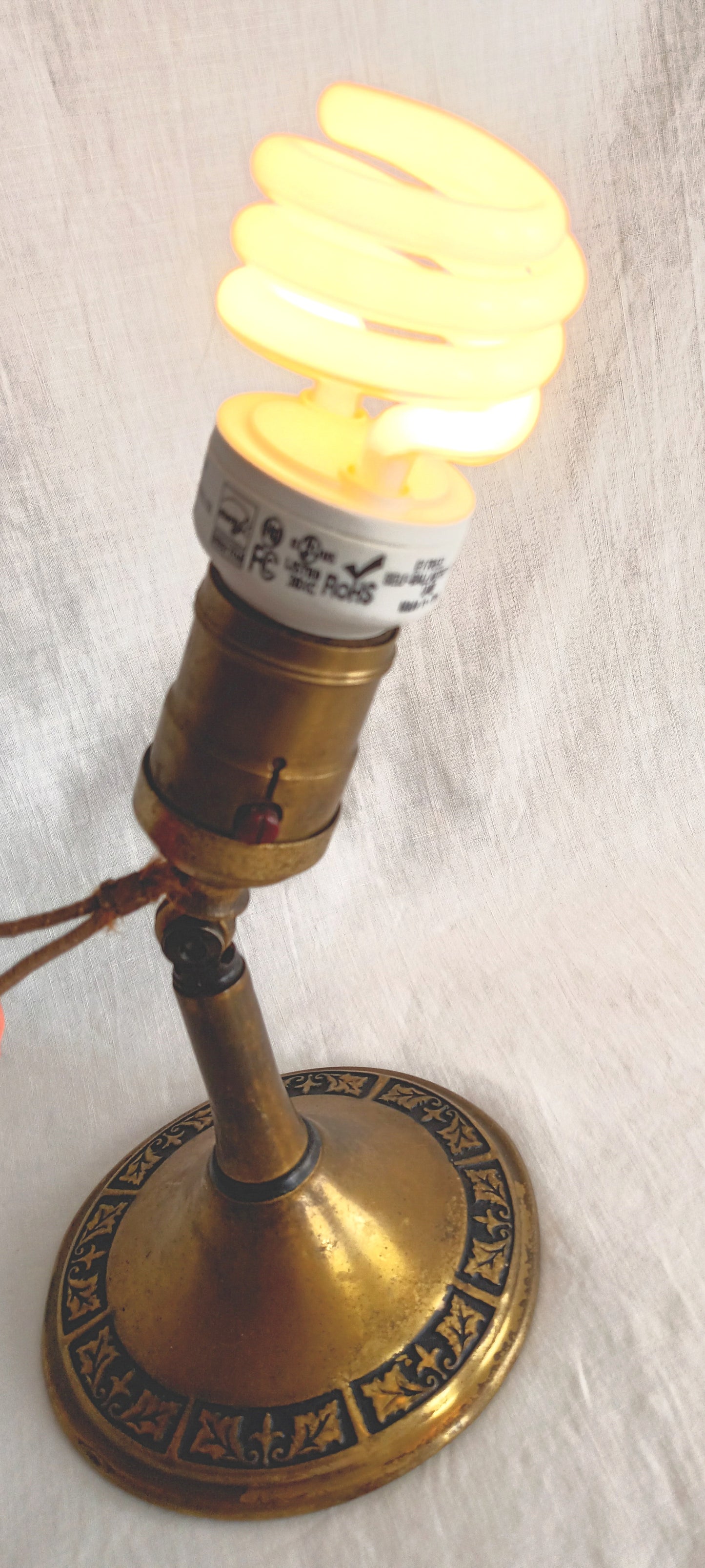 Antique Brass Art&Crafts The Greist Mfg Co. Pat. 1925 Sconce Table Desk Lamp Clamp w/ Clip on Conical Brass Shade