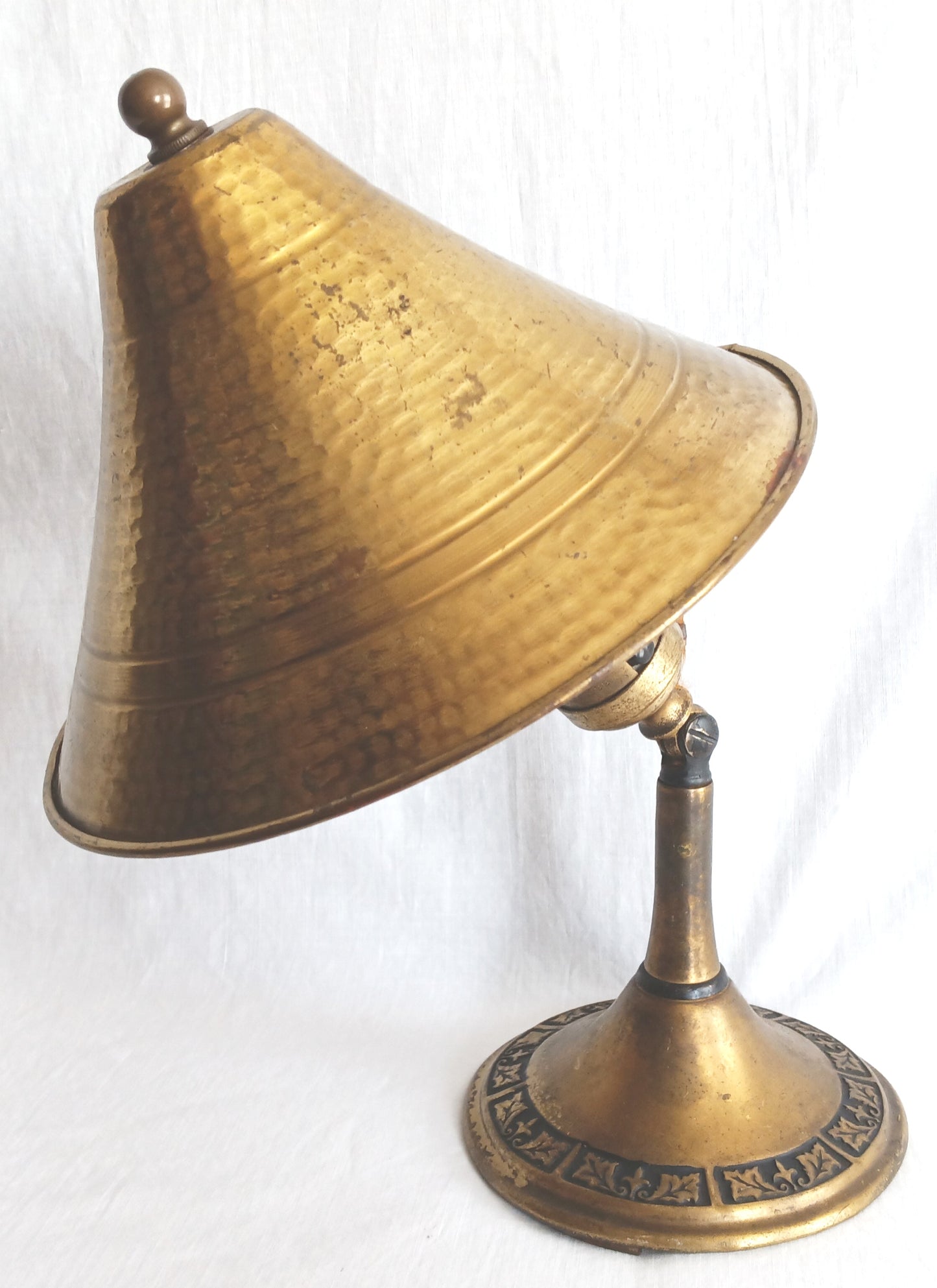 Antique Brass Art&Crafts The Greist Mfg Co. Pat. 1925 Sconce Table Desk Lamp Clamp w/ Clip on Conical Brass Shade