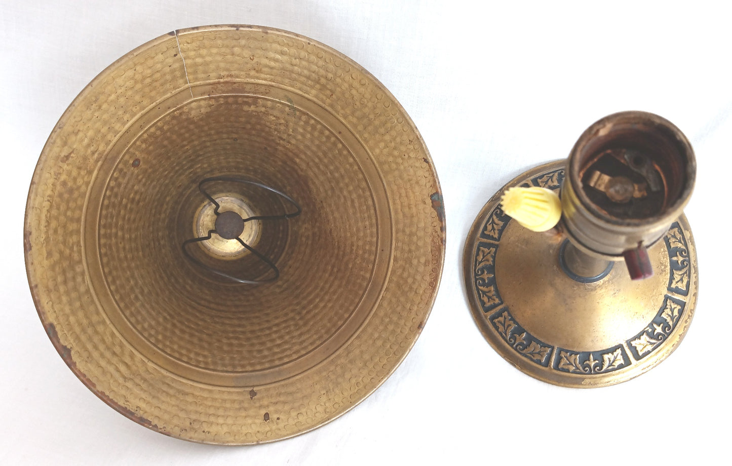 Antique Brass Art&Crafts The Greist Mfg Co. Pat. 1925 Sconce Table Desk Lamp Clamp w/ Clip on Conical Brass Shade