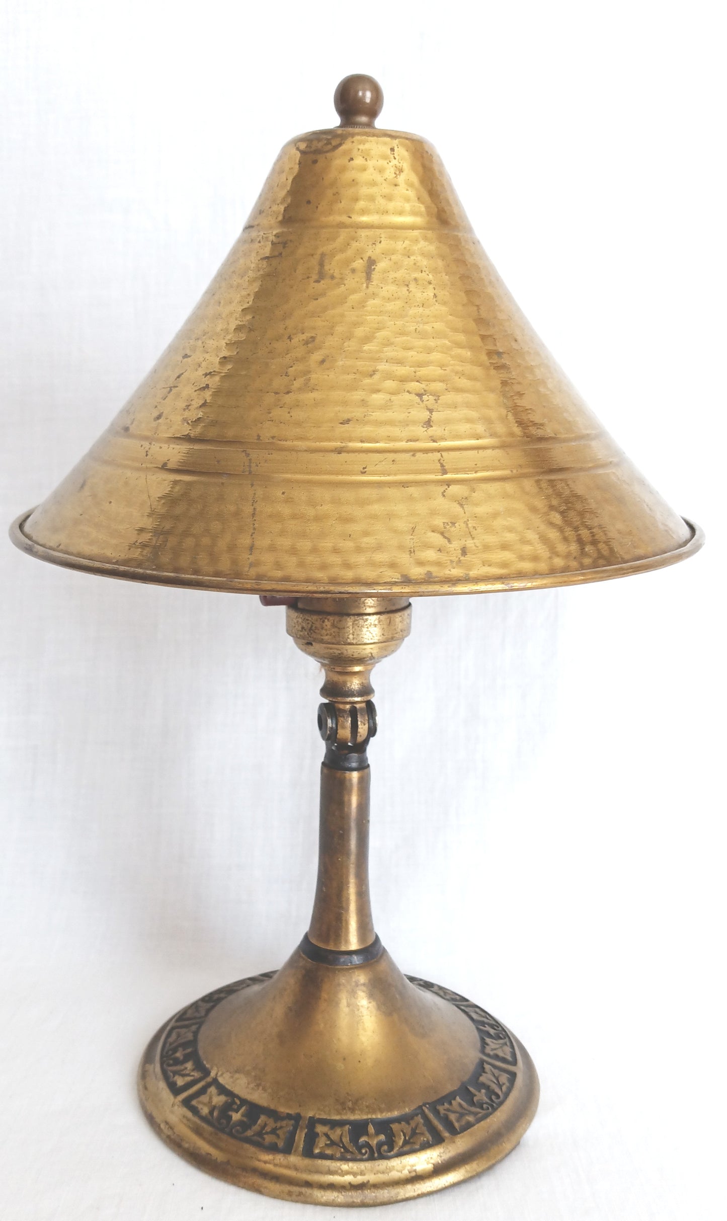 Antique Brass Art&Crafts The Greist Mfg Co. Pat. 1925 Sconce Table Desk Lamp Clamp w/ Clip on Conical Brass Shade