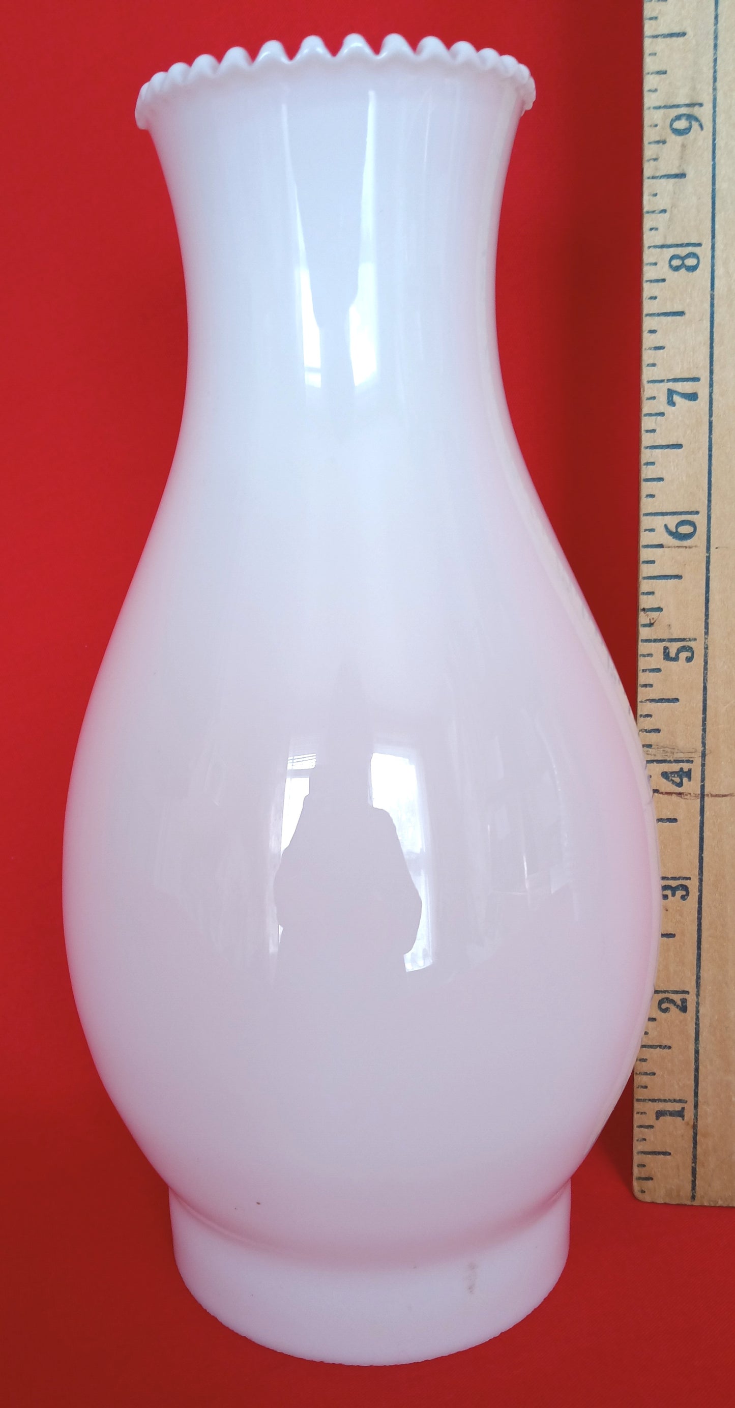 Vintage Milk Glass Lampshade Replacement Hurricane Chimney GWTW Lamp Crimped Top Cover Lamp