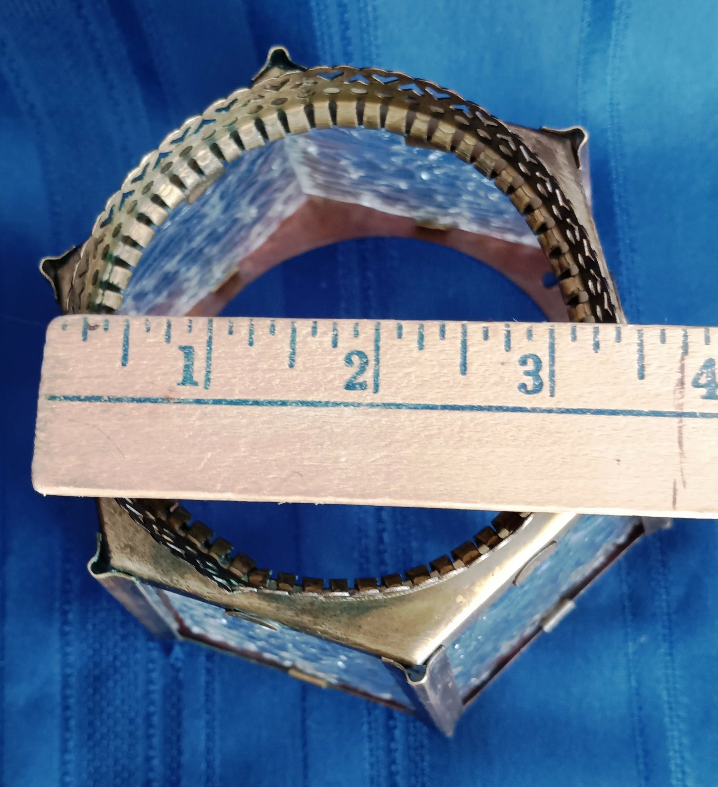 Vintage Brass Glass Lampshade Hexagonal Textured Pebbled Glass Heart Design Brass Banding Top Replacement Globe Ceiling Fan Sconce