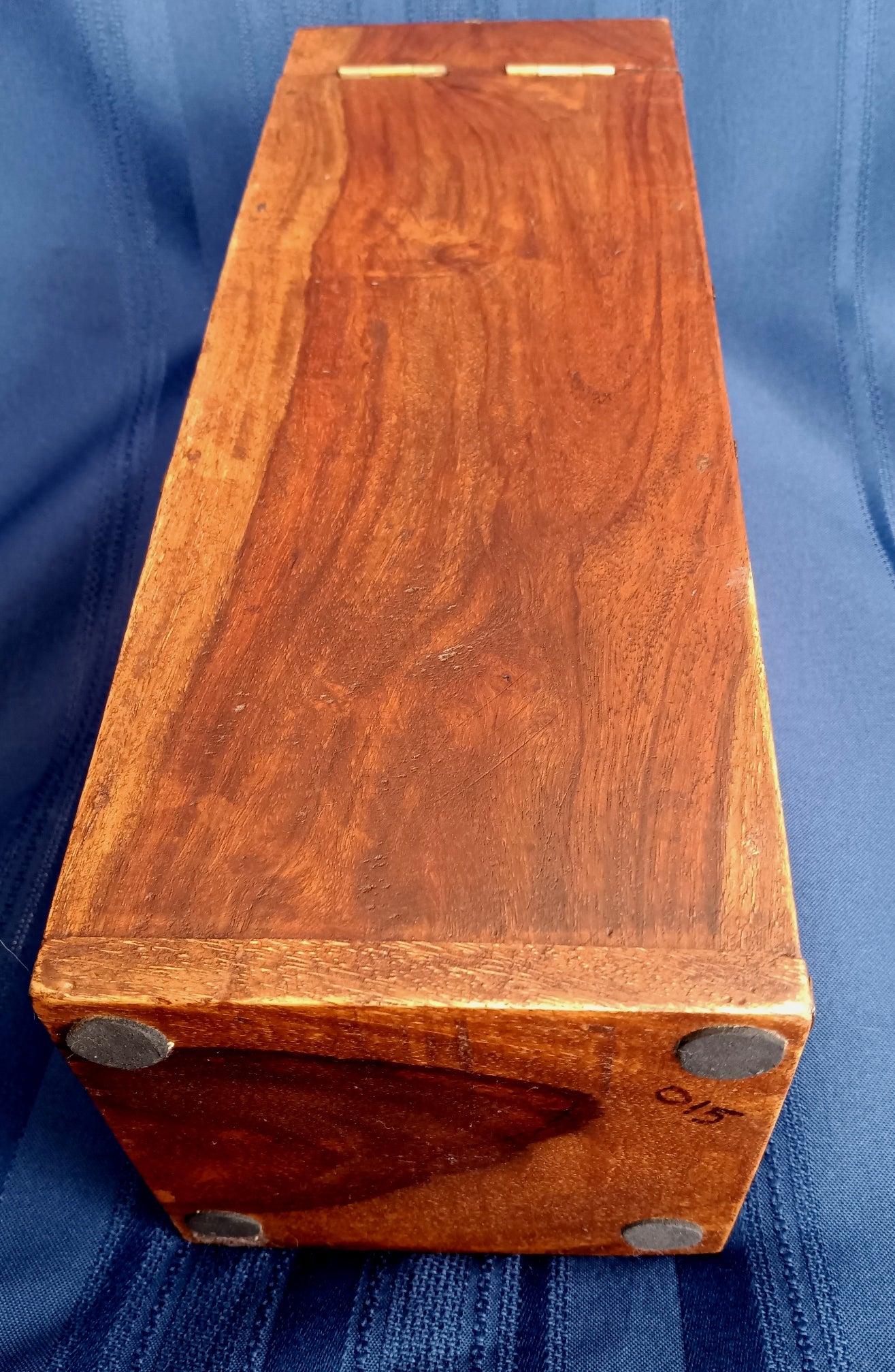 Vintage Unique Hardwood Wine Bottle Holder Hinged Lid Metal Embellishments Swing Clasp One Wine Bottle Carrier Tall Box Caddy Gift for Him