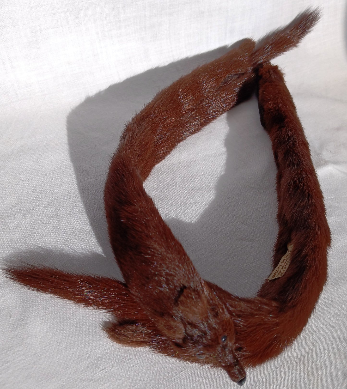 Vintage Real Mink Small Collar Chocker Mahogany Color Fur 2 Pelts Heads Glam Statement Baar & Beards Inc Top Hit Fashion Hand Made in Japan