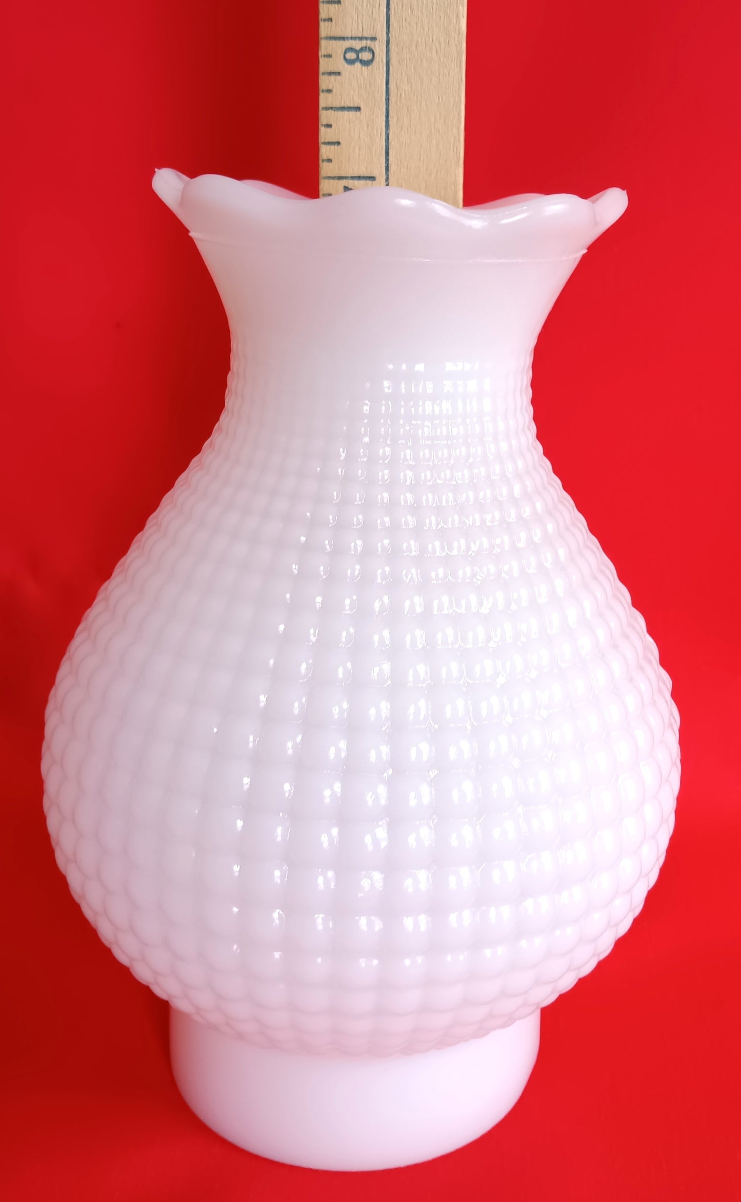 Vintage White Milk Glass Lampshade Hobnail Design Tulip Shaped Scalloped Top Replacement Cover Light Oil Electric Lamp Chimney 3.25” Fitter