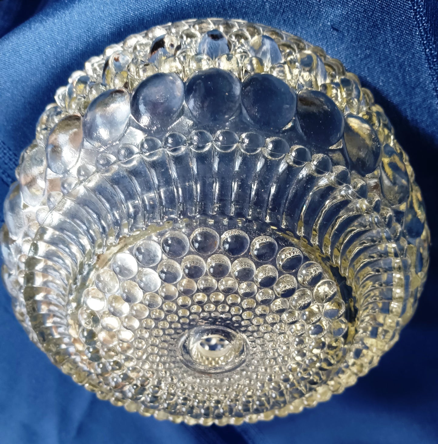 Antique Art Deco Lampshade Thousand Eye Pattern Egg Dart Style Clear Yellow Hue Pressed Glass Drum Globe Ceiling Wall Light Fixtures -NOS