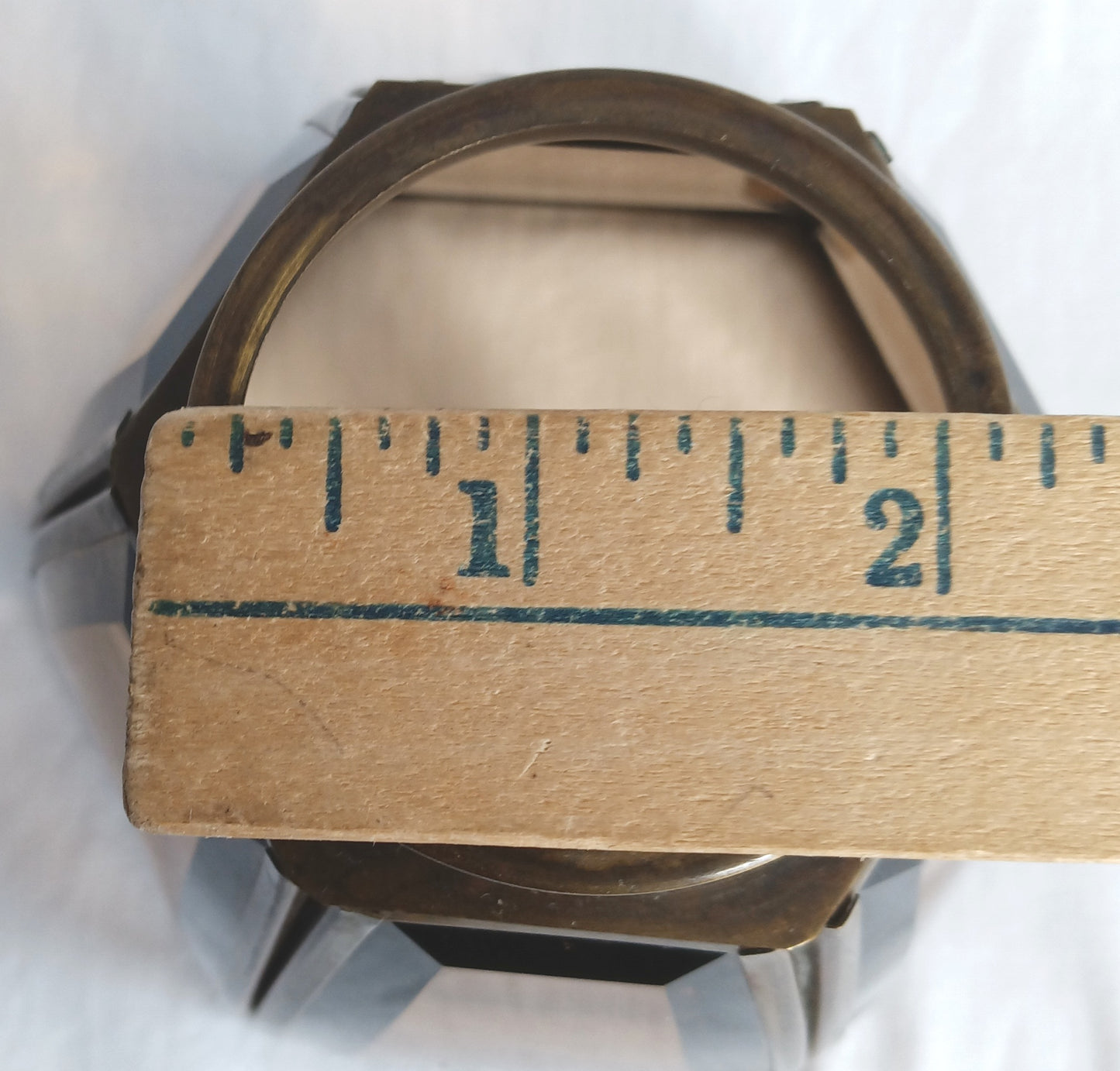 Vintage Art & Crafts Mission Replacement Light Shade Brass Prism 6 Panel Beveled Tinted Smoky Glass Porch Fan Retro Lighting 2.25” Fitter