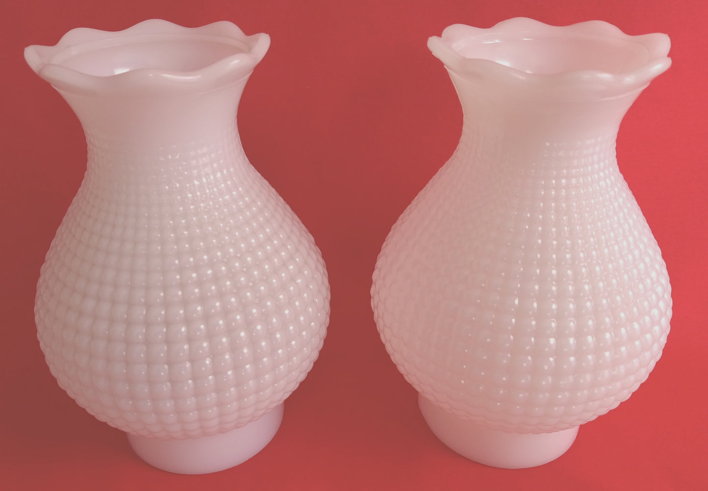 Vintage White Milk Glass Lampshade Hobnail Design Tulip Shaped Scalloped Top Replacement Cover Light Oil Electric Lamp Chimney 3.25” Fitter