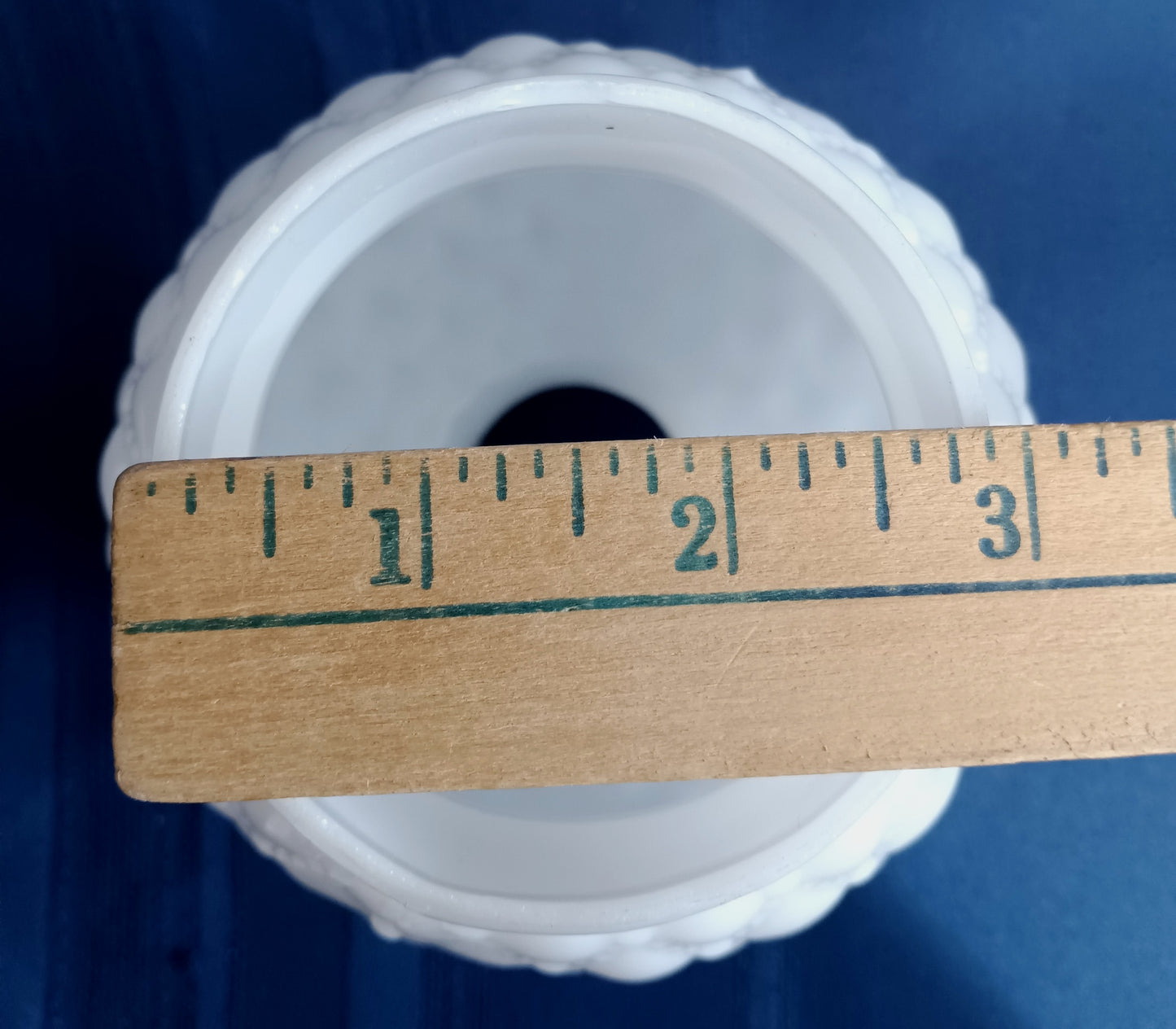 Vintage Milk Glass Pressed Glass Quilted Diamond Dots Pattern Lampshade Bud Shape Scalloped Top Chimney Oil Electric Lamps 3.25” Fitter-NOS