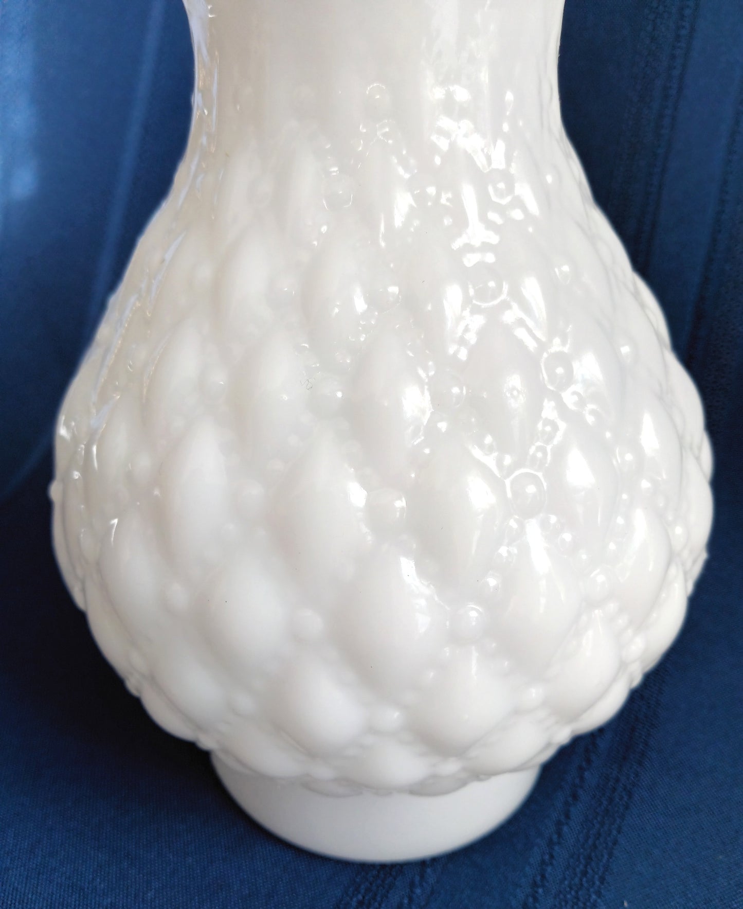 Vintage Milk Glass Pressed Glass Quilted Diamond Dots Pattern Lampshade Bud Shape Scalloped Top Chimney Oil Electric Lamps 3.25” Fitter-NOS