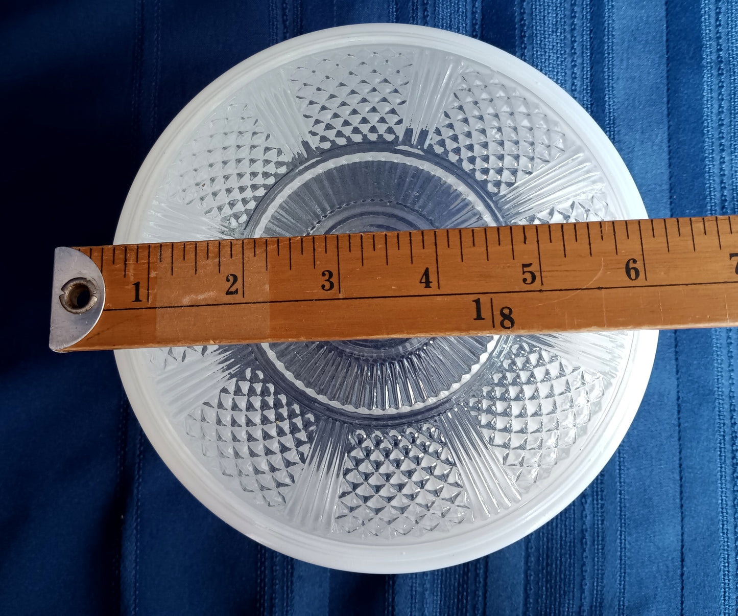 Vintage Art Deco White Clear Glass Lampshade Bullseye Ribbed Flush Mount Ceiling Bathroom Wall Fixture Replacement Cover Light 3.25” Fitter