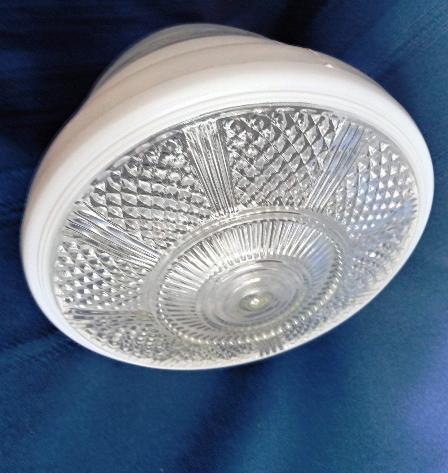 Vintage Art Deco White Clear Glass Lampshade Bullseye Ribbed Flush Mount Ceiling Bathroom Wall Fixture Replacement Cover Light 3.25” Fitter