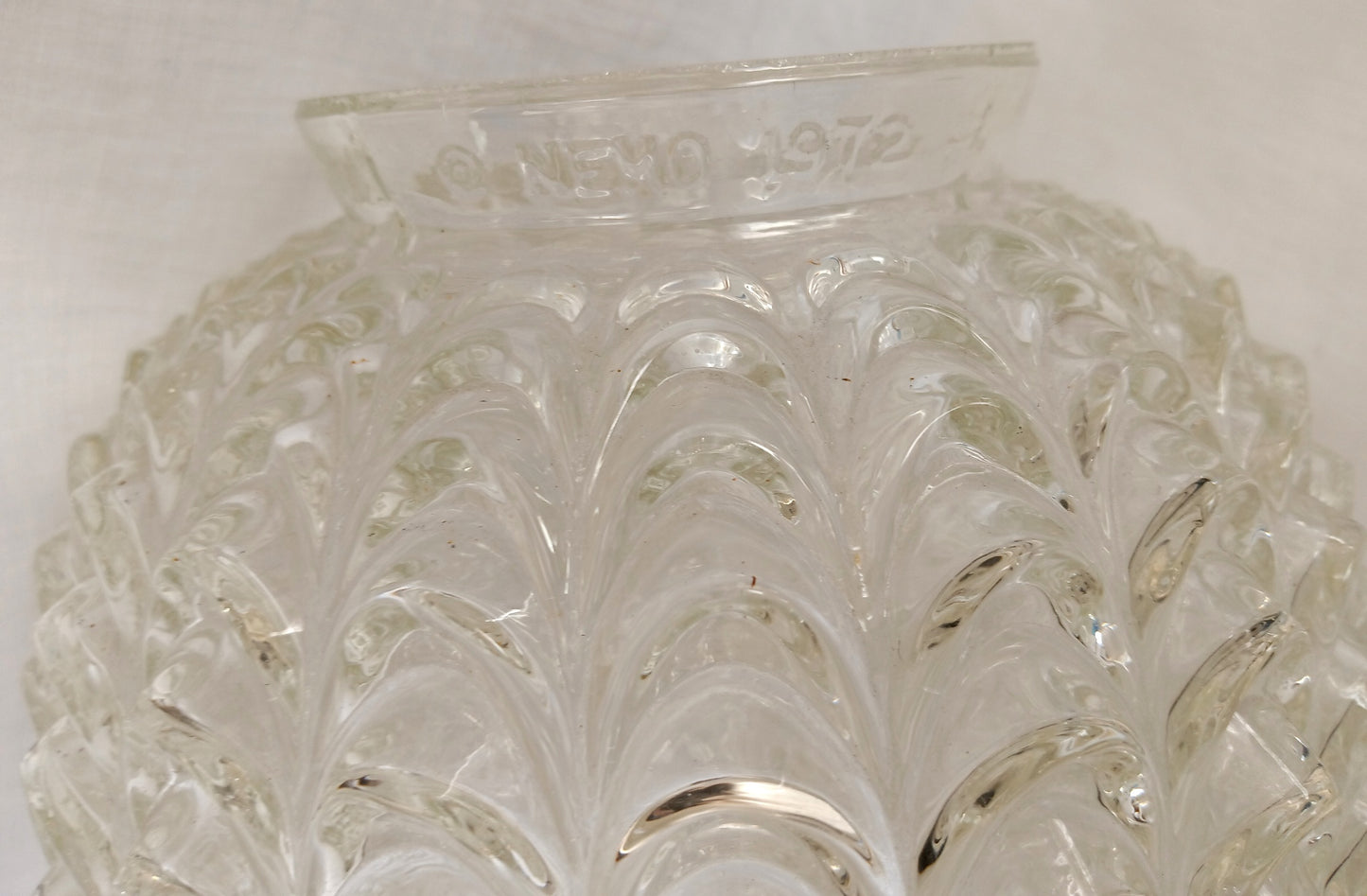 Large Lampshade Nemo 1972 Swag Design Beehive Shaped Clear Glass Hollywood Regency Globe Pendant Ceiling Globe Brass Finial 4” D Fitter-NOS