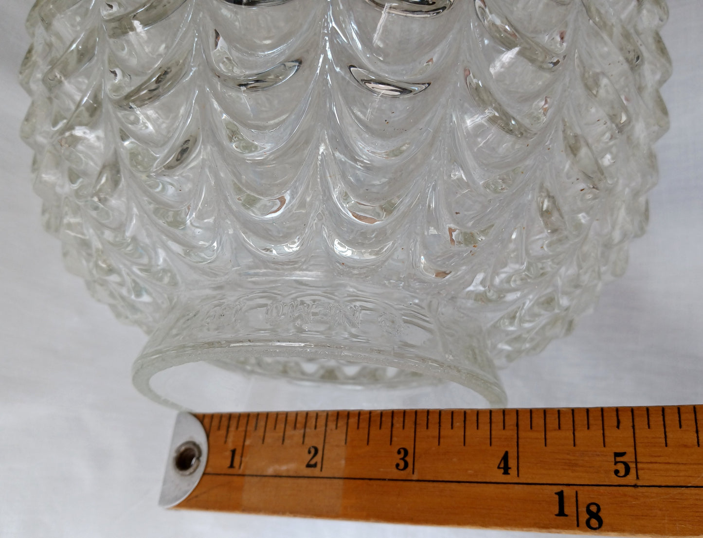 Large Lampshade Nemo 1972 Swag Design Beehive Shaped Clear Glass Hollywood Regency Globe Pendant Ceiling Globe Brass Finial 4” D Fitter-NOS