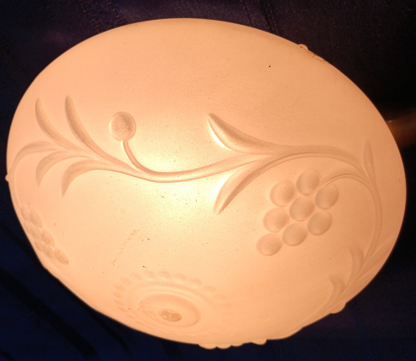 Vintage Replacement Lamp Shade Ceiling Wall Fixture Frosted Glass 3D Grapes and Vines Design Domed Globe Cover Light 6" Fitter