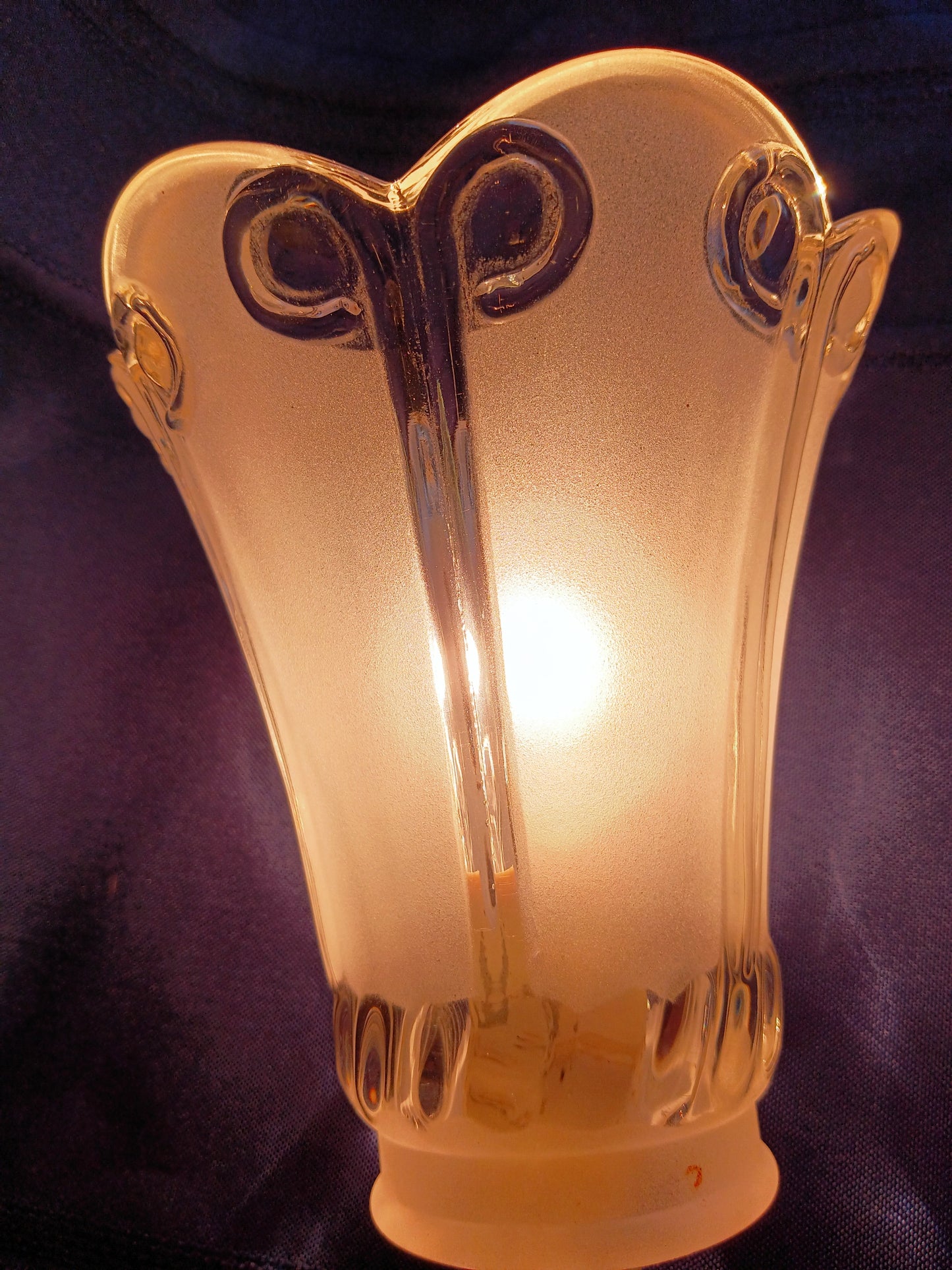 Vintage Clear Frosted Thick Glass Lamp Shade Bell Etched Ceiling Fan Chandelier Wall Sconce Lamp Replacement Light Cover Globe 2.25” Fitter