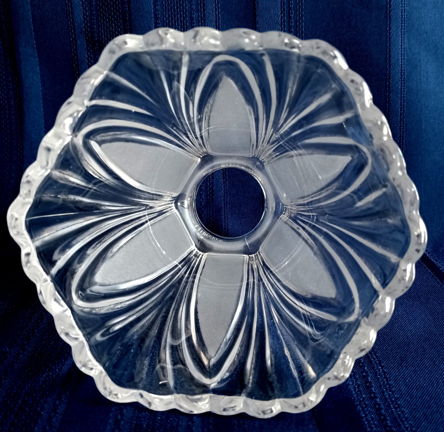 VTG Minka Lampshade Clear Panels Frosted Glass Bell Shape Scalloped Top Vanity Ceiling Fan Chandelier Replacement Light Cover 2.25" Fitter