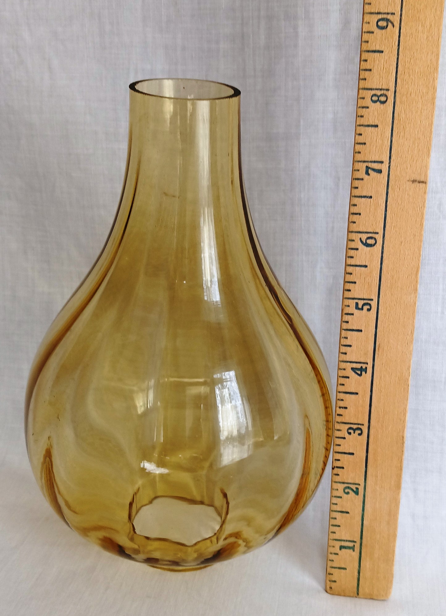 Vintage Hand-Blown Amber Glass Lamp Shade Bulbous Shape Wall Light Cover Kerosene Oil Lamp Replacement Chimney Straight Neck Fitter 2.25”