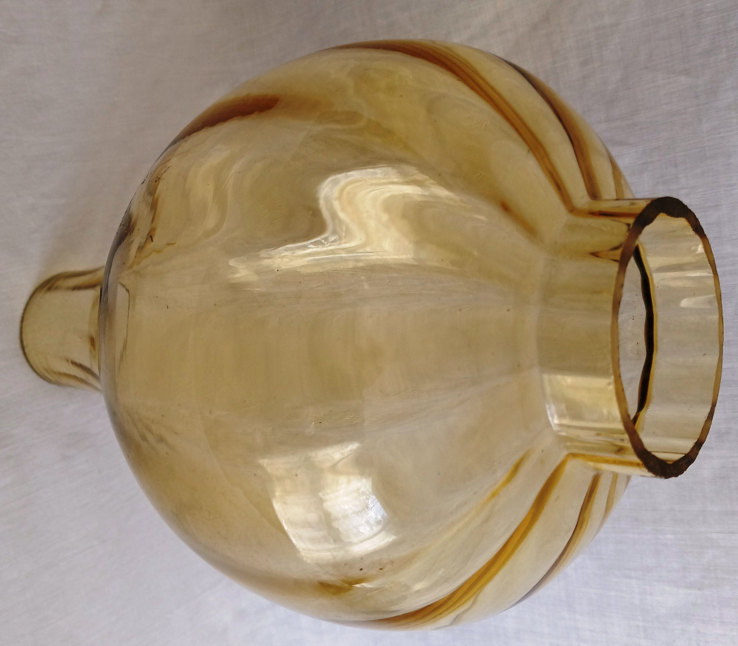 Vintage Hand-Blown Amber Glass Lamp Shade Bulbous Shape Wall Light Cover Kerosene Oil Lamp Replacement Chimney Straight Neck Fitter 2.25”