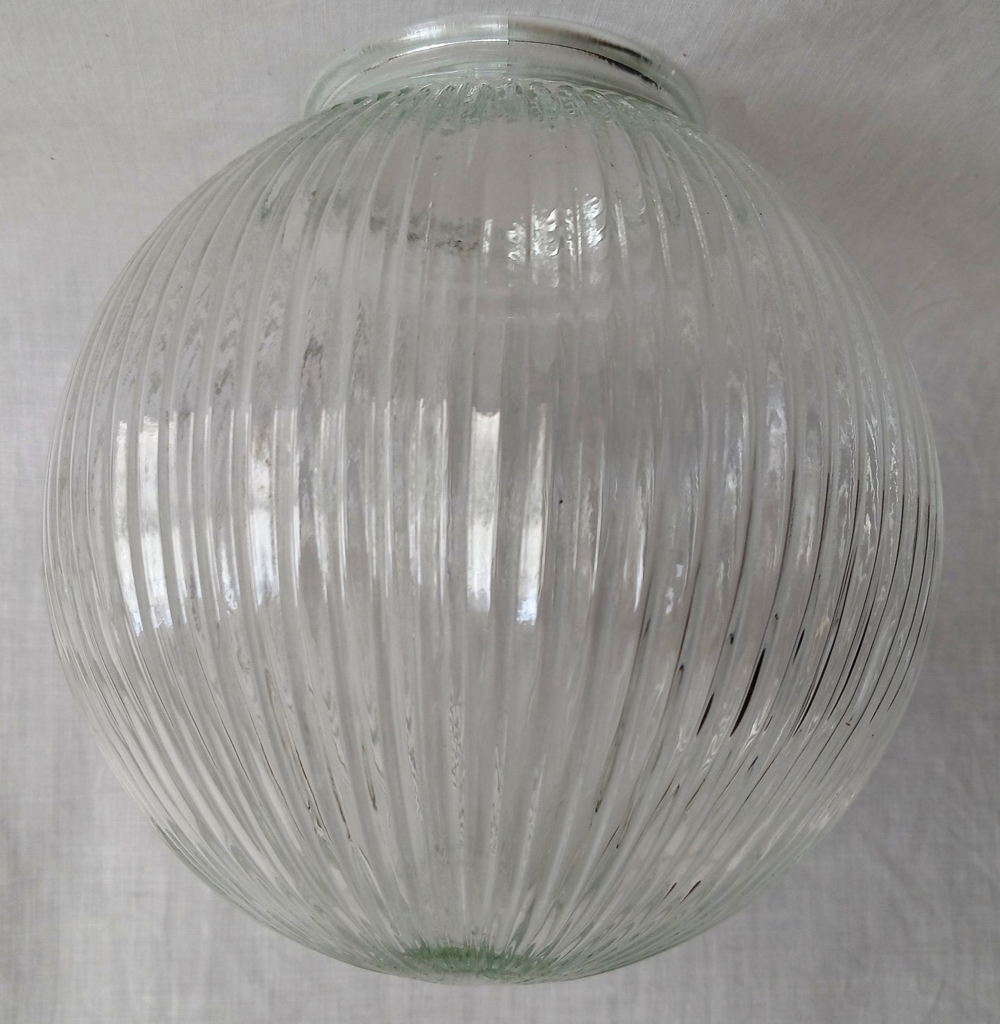 VTG Clear Glass Lampshade Ribbed Holophane Style Flush Mount Ceiling Fan Sconce Replacement Globe Medium Size Cover Light 3.25" Fitter-NOS