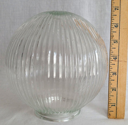 VTG Clear Glass Lampshade Ribbed Holophane Style Flush Mount Ceiling Fan Sconce Replacement Globe Medium Size Cover Light 3.25" Fitter-NOS